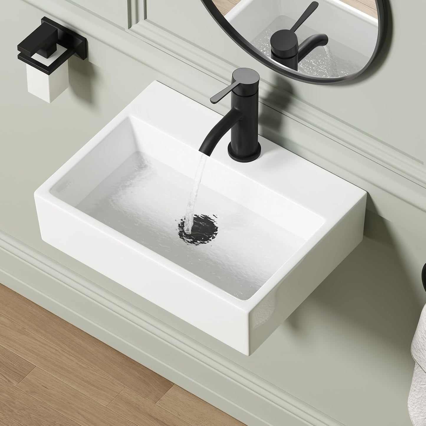 Lavabo pared 19x14pulg cerámica flotante blanco