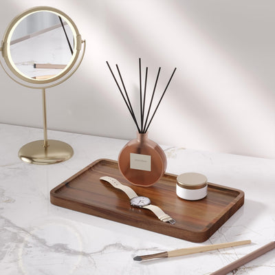 Bandeja acacia decorativa 9.8x5.9pulg para mesa café sala bar