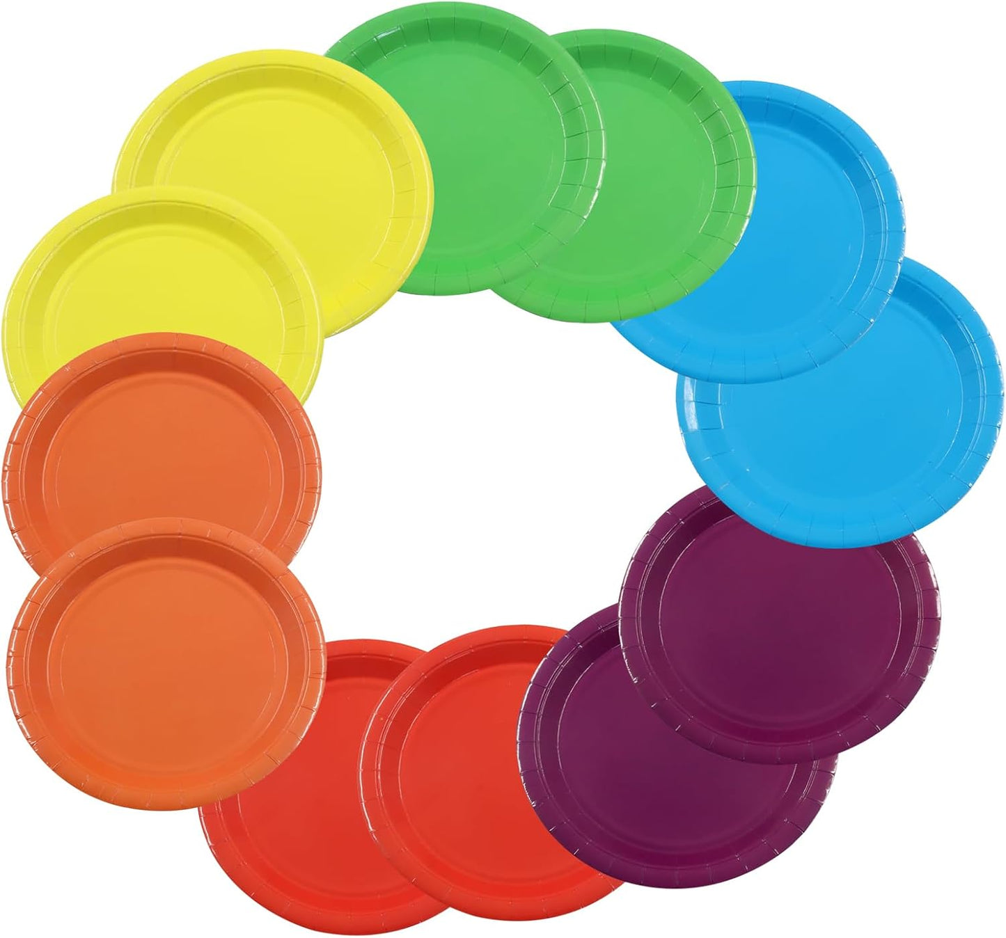 Platos arcoíris de 7 pulgadas resistentes impermeables para fiestas