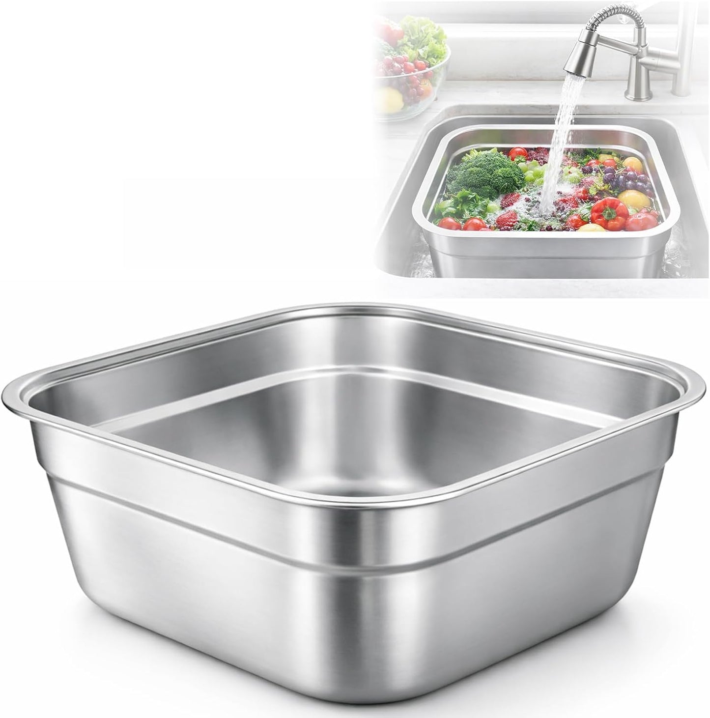 Cuenco acero inox tina cuadrada grande fregadero cocina