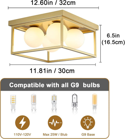 Lámpara techo dorada 12.6pulg 4 luces moderna dormitorio cocina