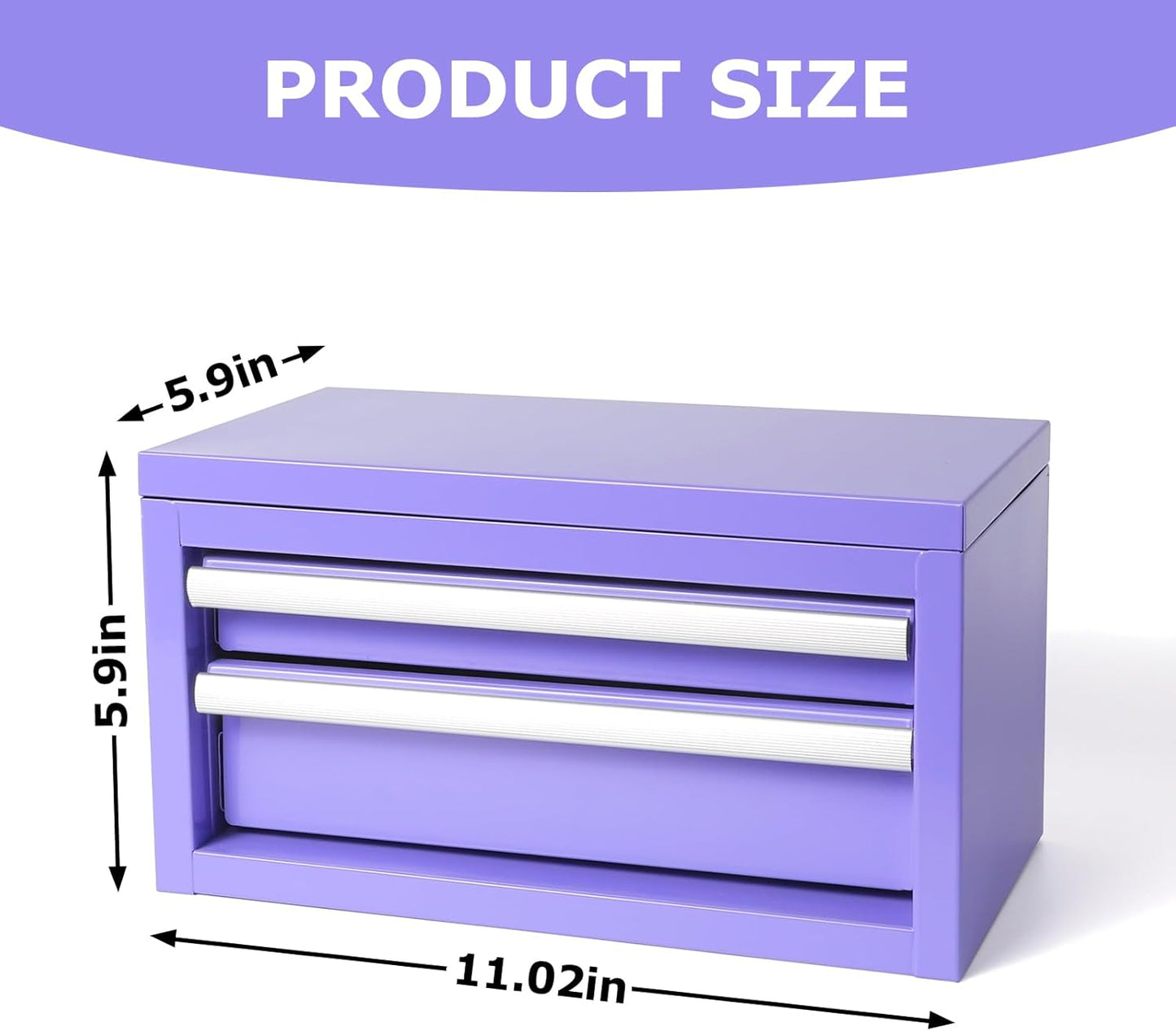 Caja herramientas mini acero inox con cajón morado