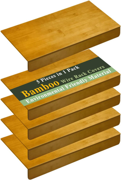 Paquete de 5 fundas para estantes de alambre de bambú 0.47"