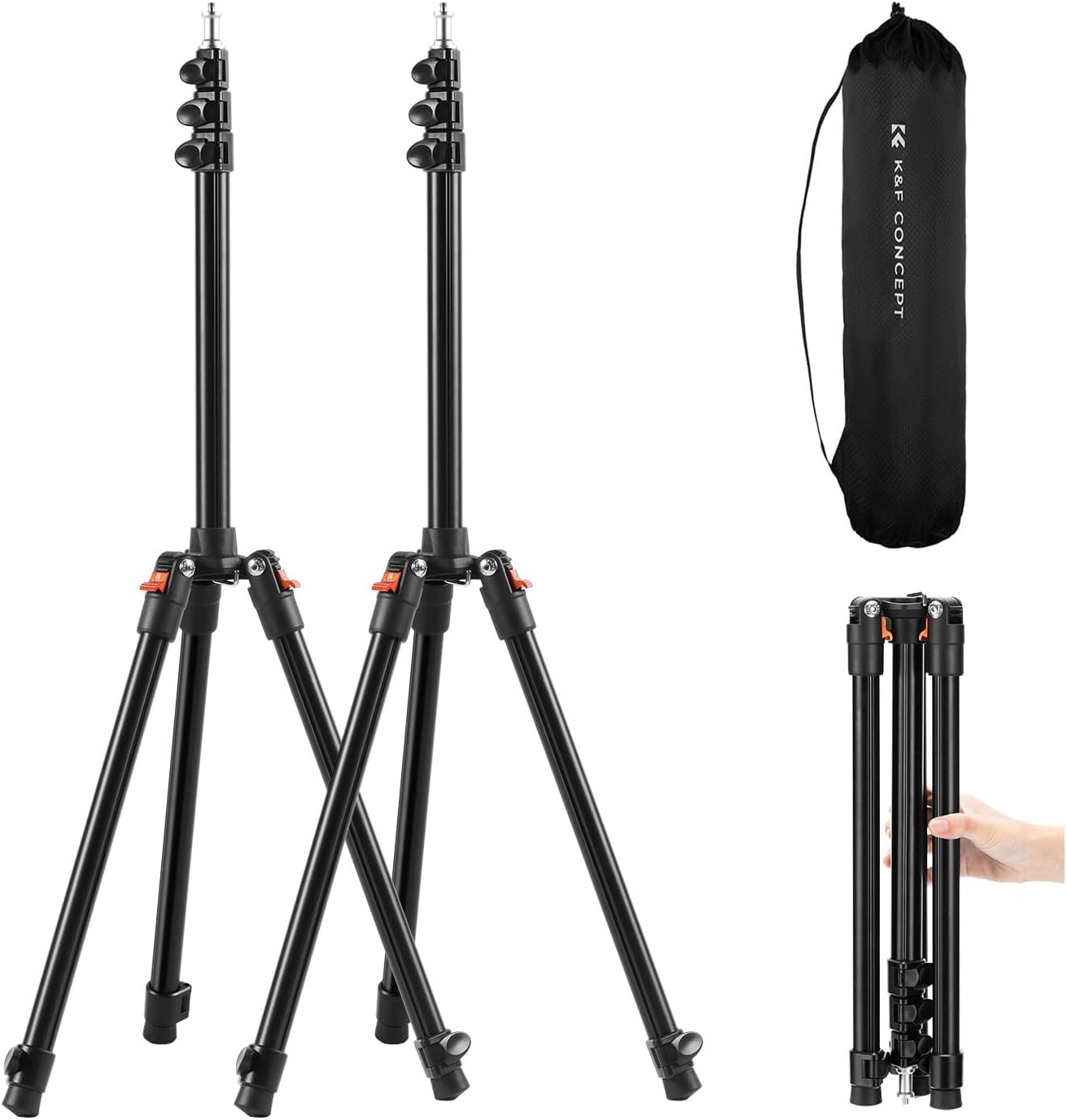 Soporte foto aluminio ajustable 78.7pulg set 2 trípodes estudio