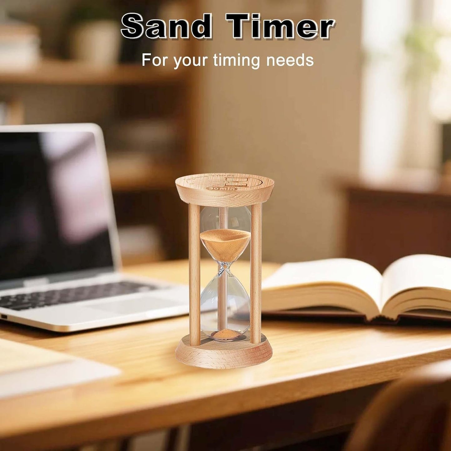 Reloj arena bambú 2 minutos decorativo hogar oficina
