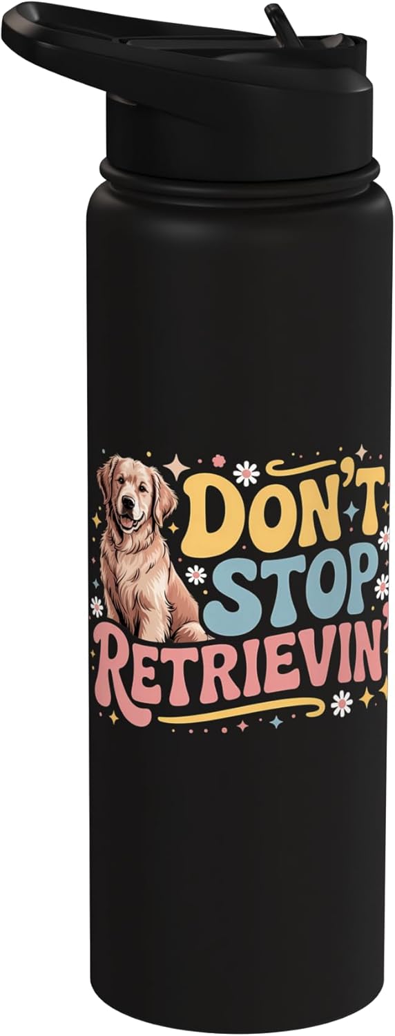 Botella agua acero inox aislada perro golden retriever