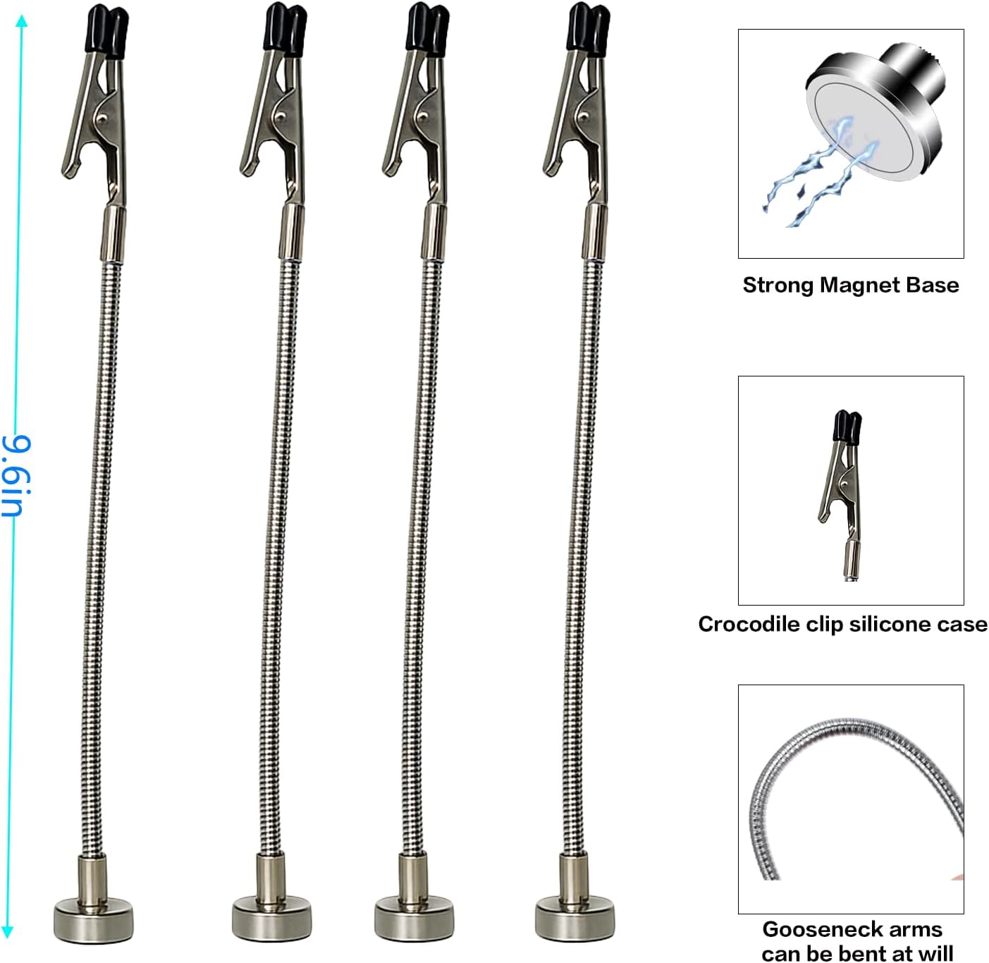 Pack 4 herramientas magnéticas soldadura brazo clip flexible