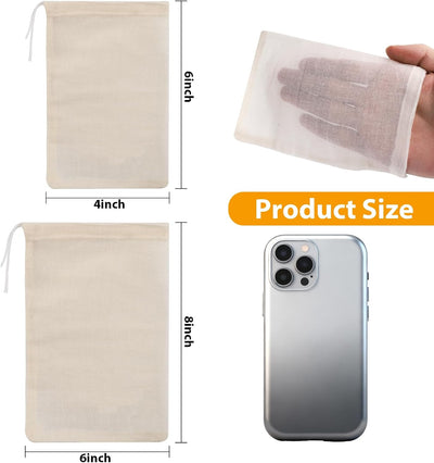 Bolsas reutilizables para té suelto 4x6 y 6x8 pulg 30uds