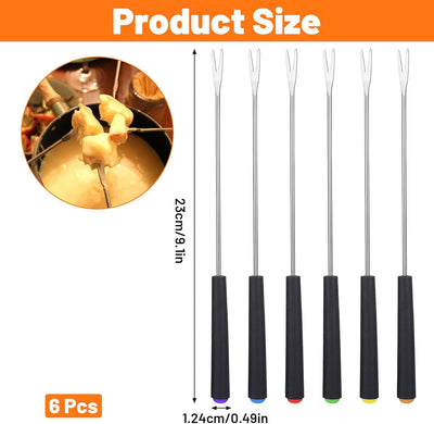 6 Tenedores Fondue Acero Inox 9.1pulg Brochetas Coloridas