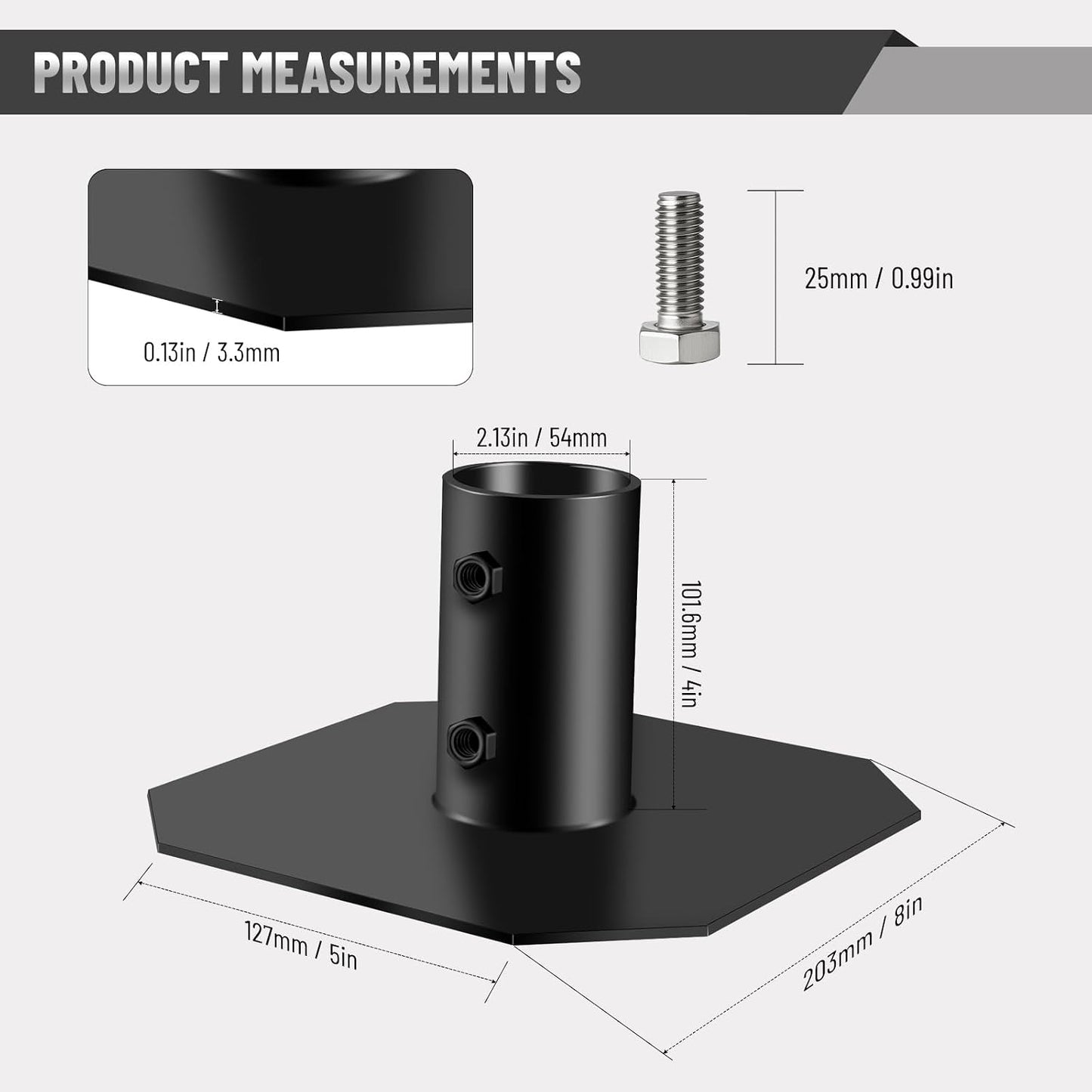 Placa base muelle resistente soporte poste aluminio acero pack 2