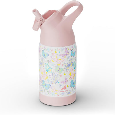 Botella de agua para niños sin BPA doble pared acero inoxidable con pajilla