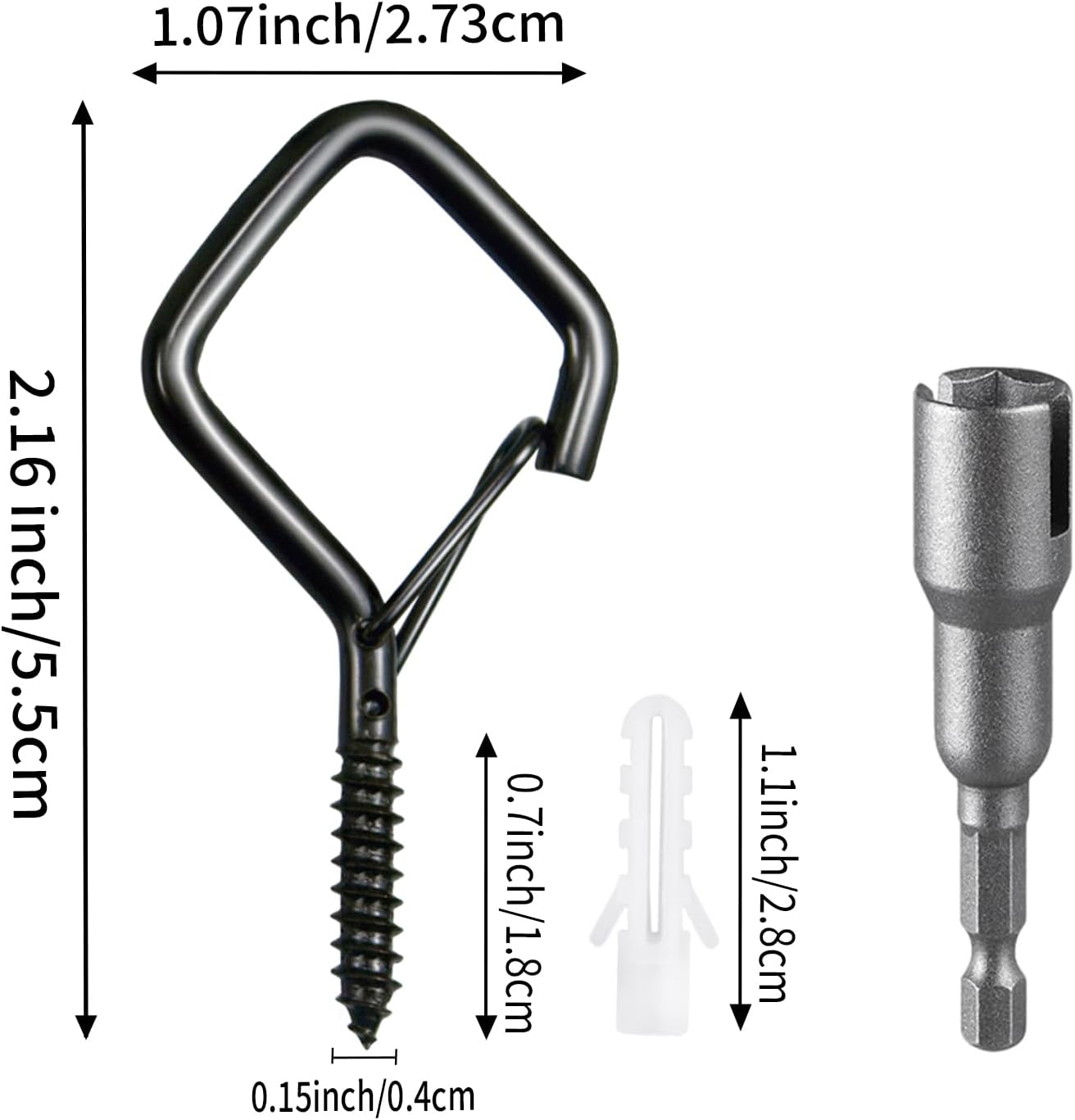 Ganchos techo negro 2.2pulg resistente luces colgantes