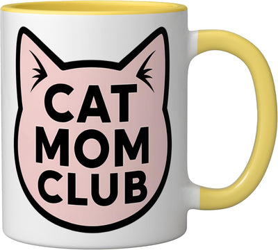 Taza Cerámica para Dueña de Gato Día de la Madre Amarillo/Blanco