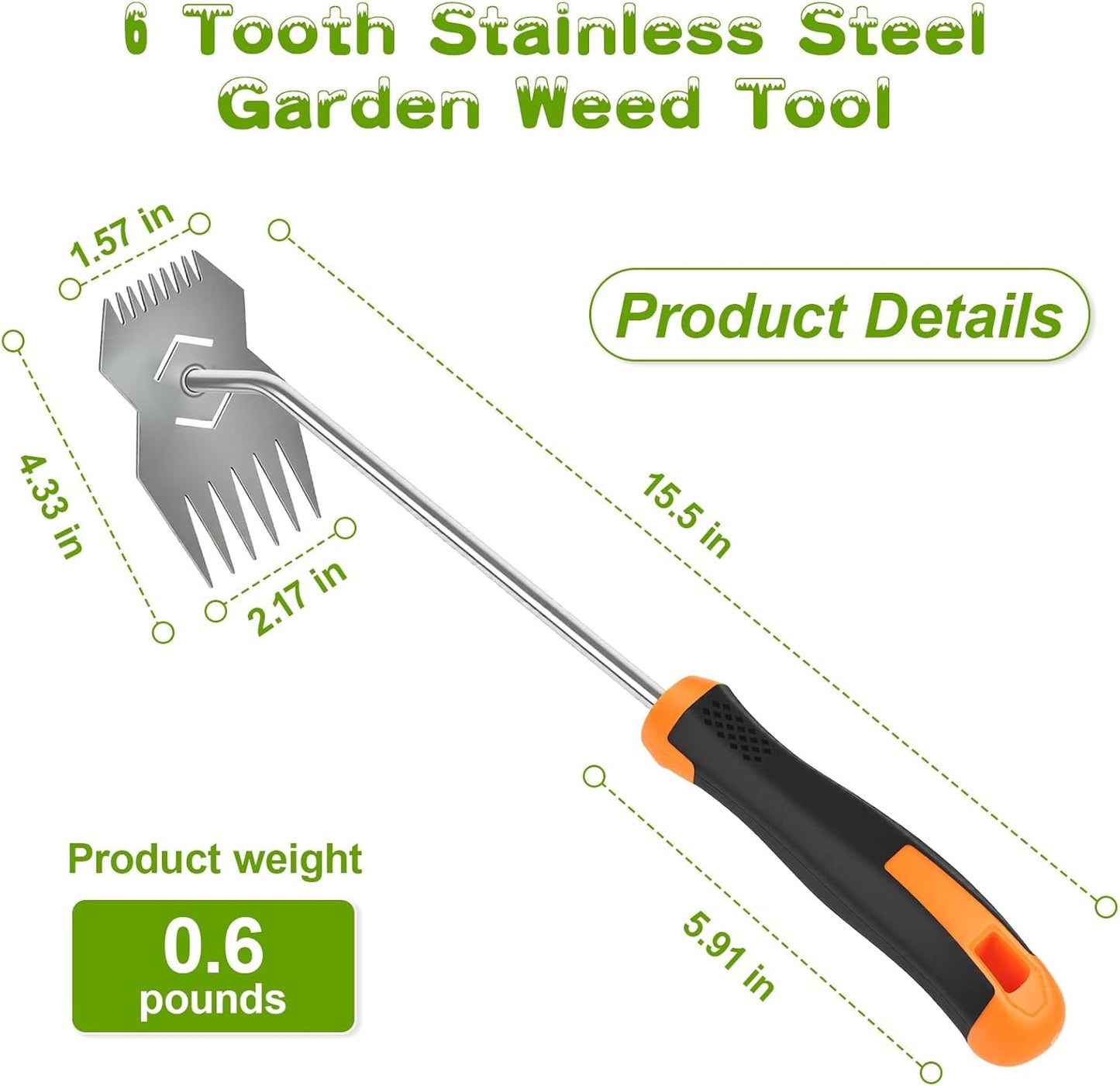 Herramienta deshierbe acero inox mango antideslizante ergonómico