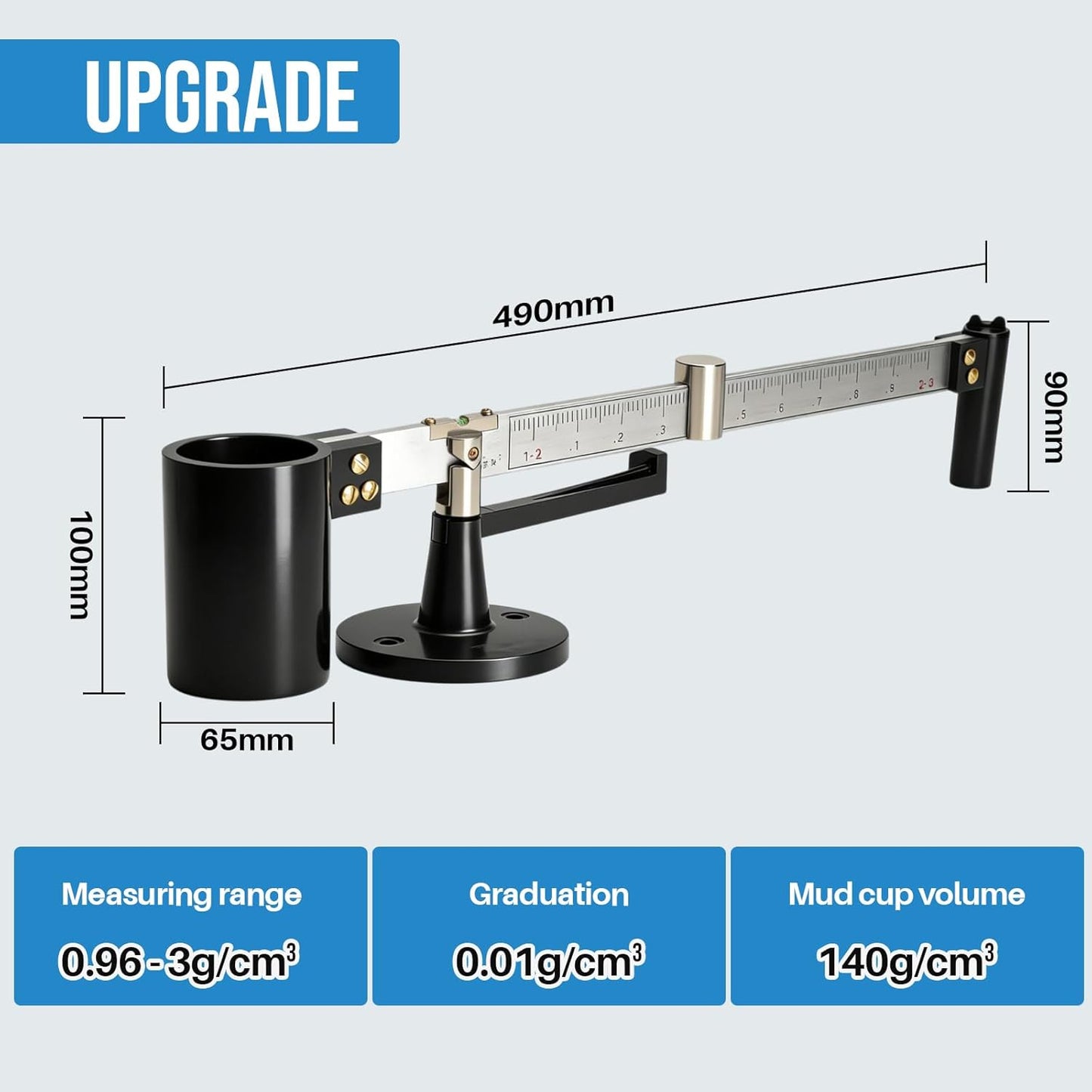 Hidrómetro lodo alta precisión 0.96-2.5g/cm³