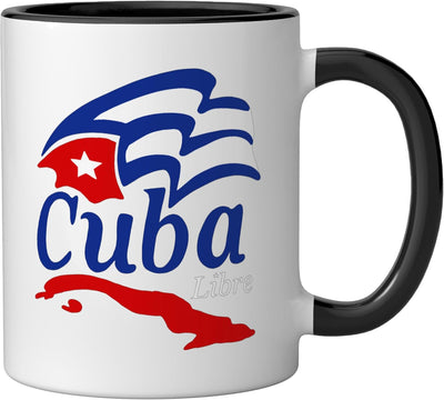 Taza Cerámica Regalo Cuba Isla Caribe Tropicales Negro/Blanco