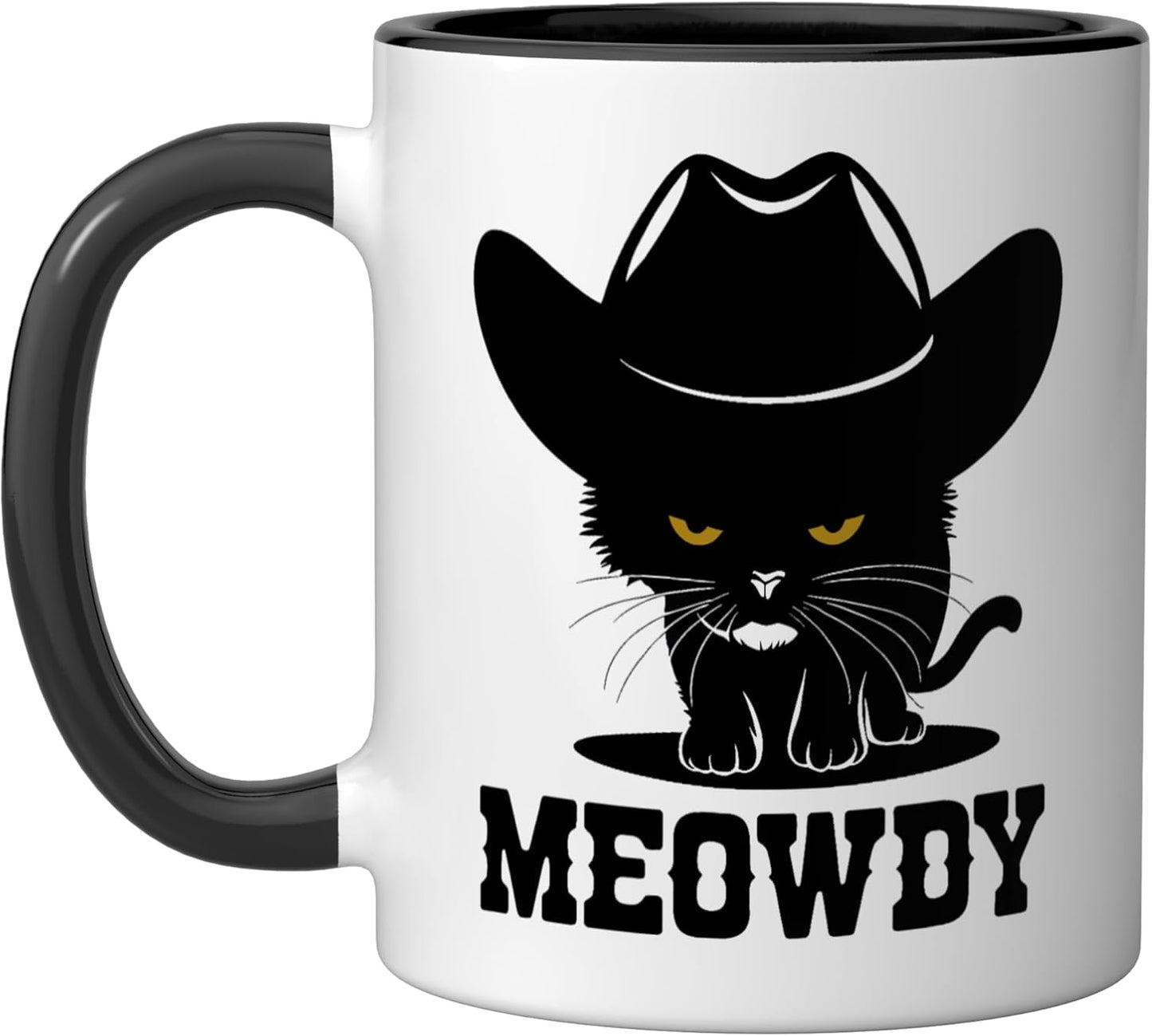 Taza cerámica Meowdy gato vaquero negro/blanco