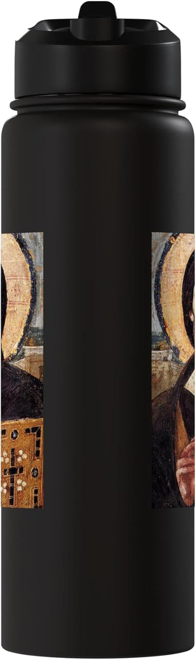 Botella agua acero inox aislada icono Cristo Pantocrator