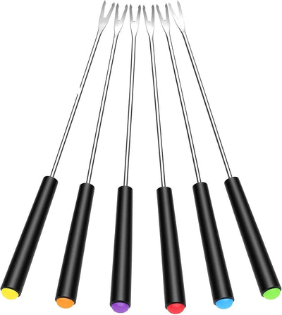6 Tenedores Fondue Acero Inox 9.1pulg Brochetas Coloridas