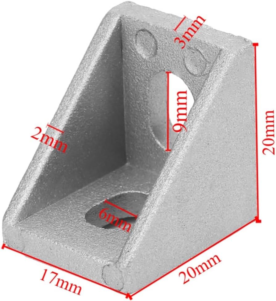 Soporte de aluminio para perfiles 6mm 90grados comp 3D impresora