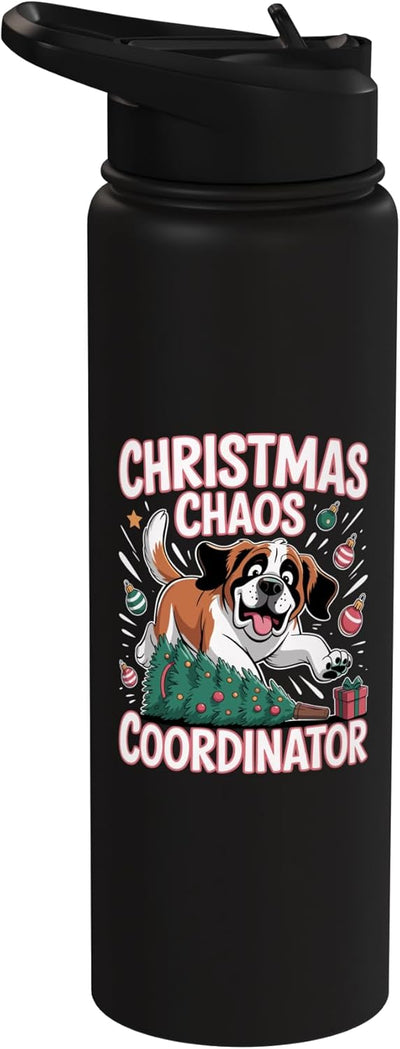 Bote de agua acero inoxidable perro santo bernardo navidad divertido