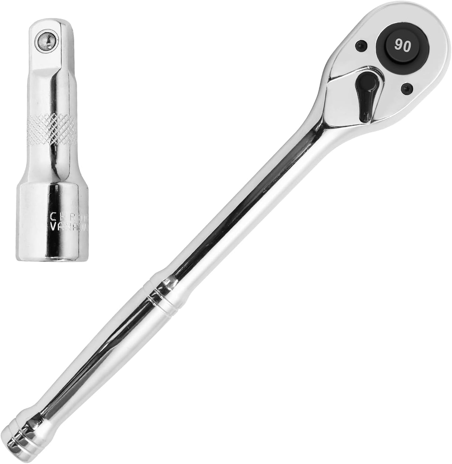 Trinquete 1/2pulg con barra extensión 3pulg 90 dientes