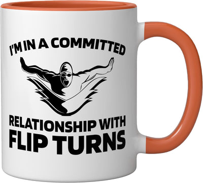 Taza cerámica para piscina nadador naranja/blanca