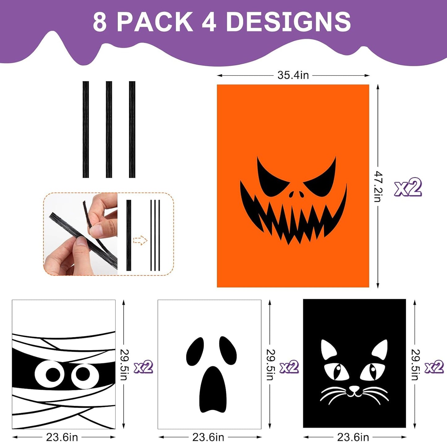 Bolsas césped Halloween con lazos giratorios decoración jardín
