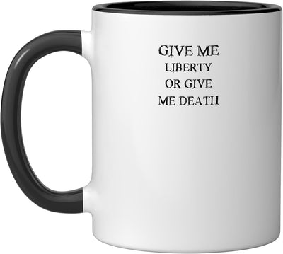 Taza cerámica con frase 'Libertad o muerte' en negro y blanco