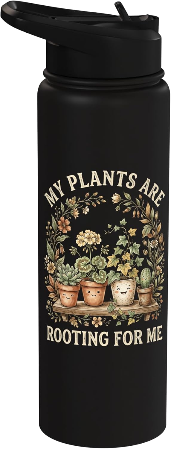 Botella de agua acero inoxidable aislada para amantes de las plantas