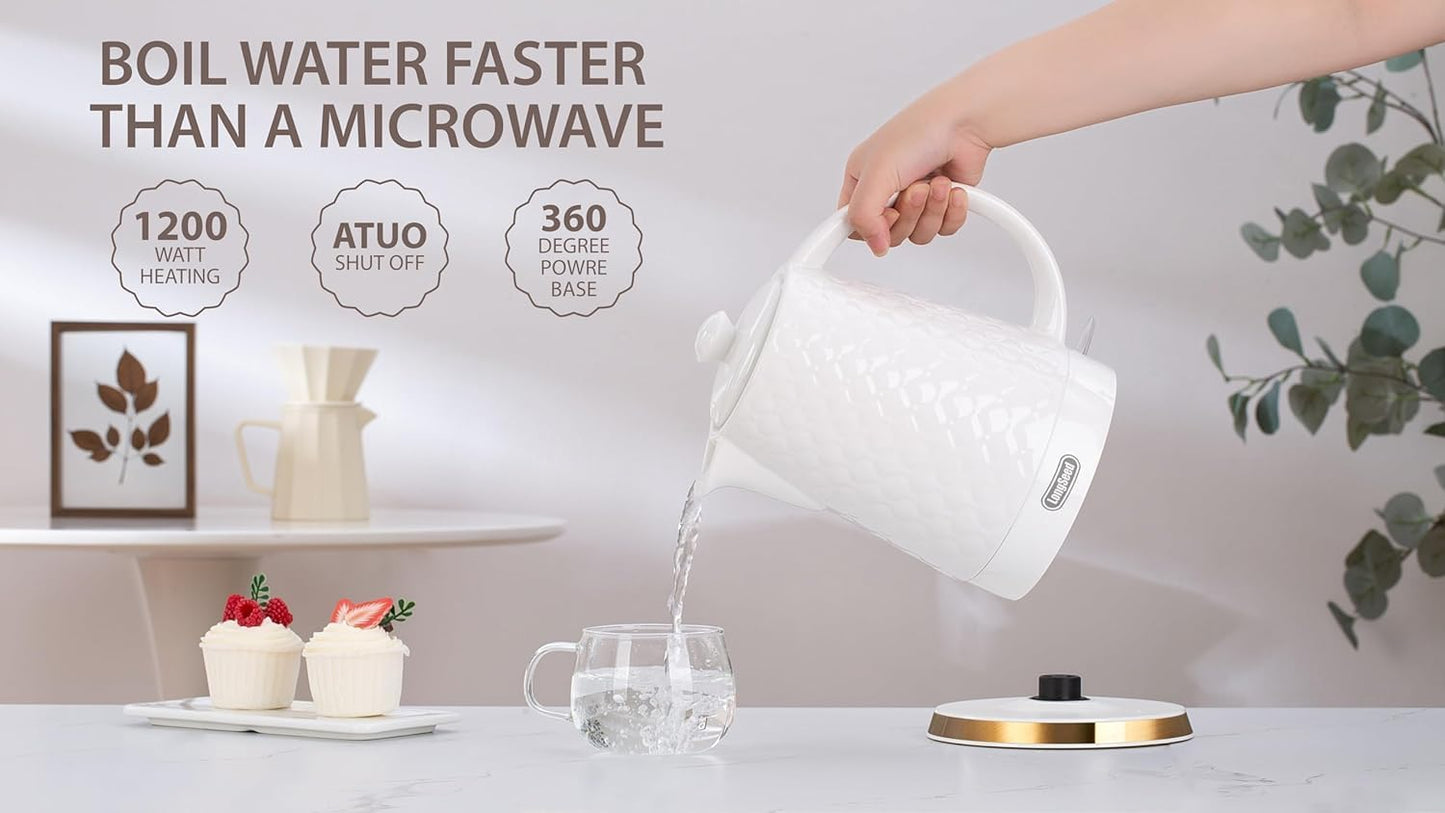 Tetera eléctrica cerámica 1.5L 1500W sin BPA blanco