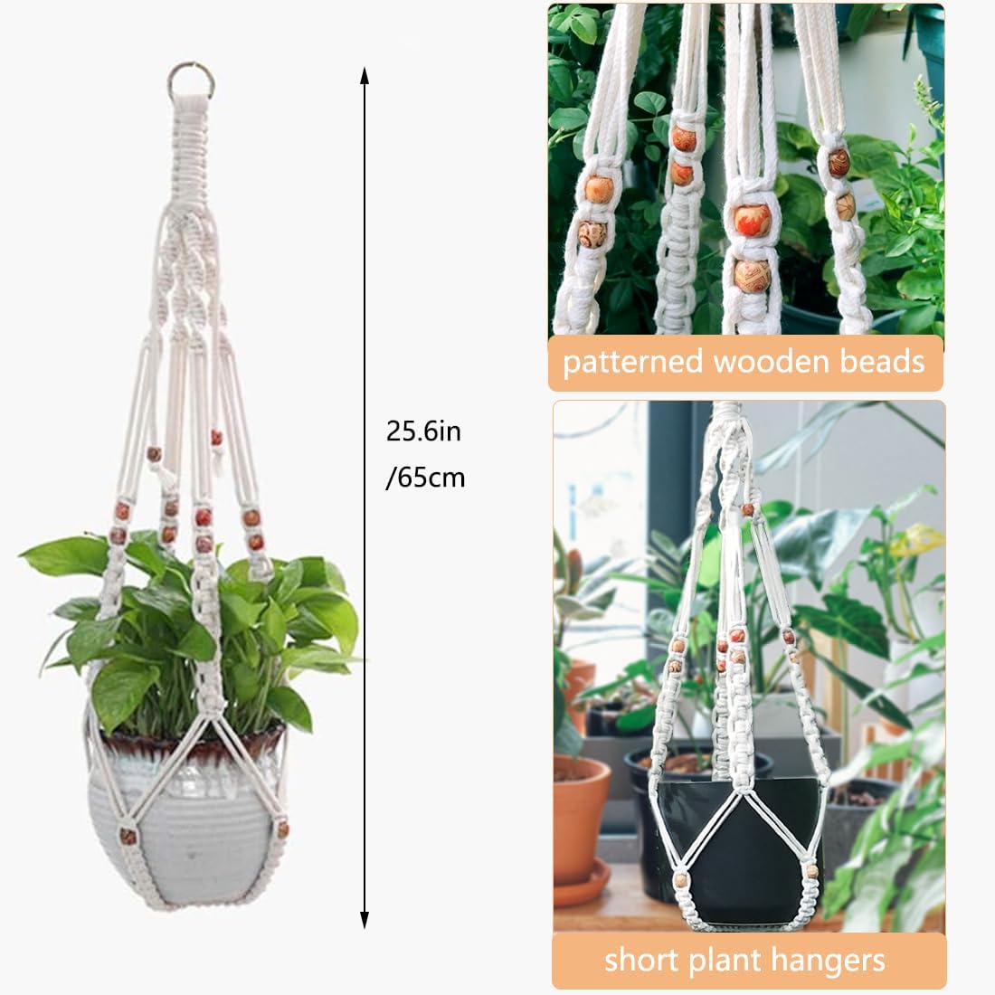 2 Pzas Perchas Macramé para Plantas Colgantes Cesta Decorativa