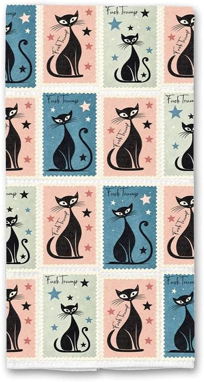 Toalla de cocina con gatos estilo mid century anti trup