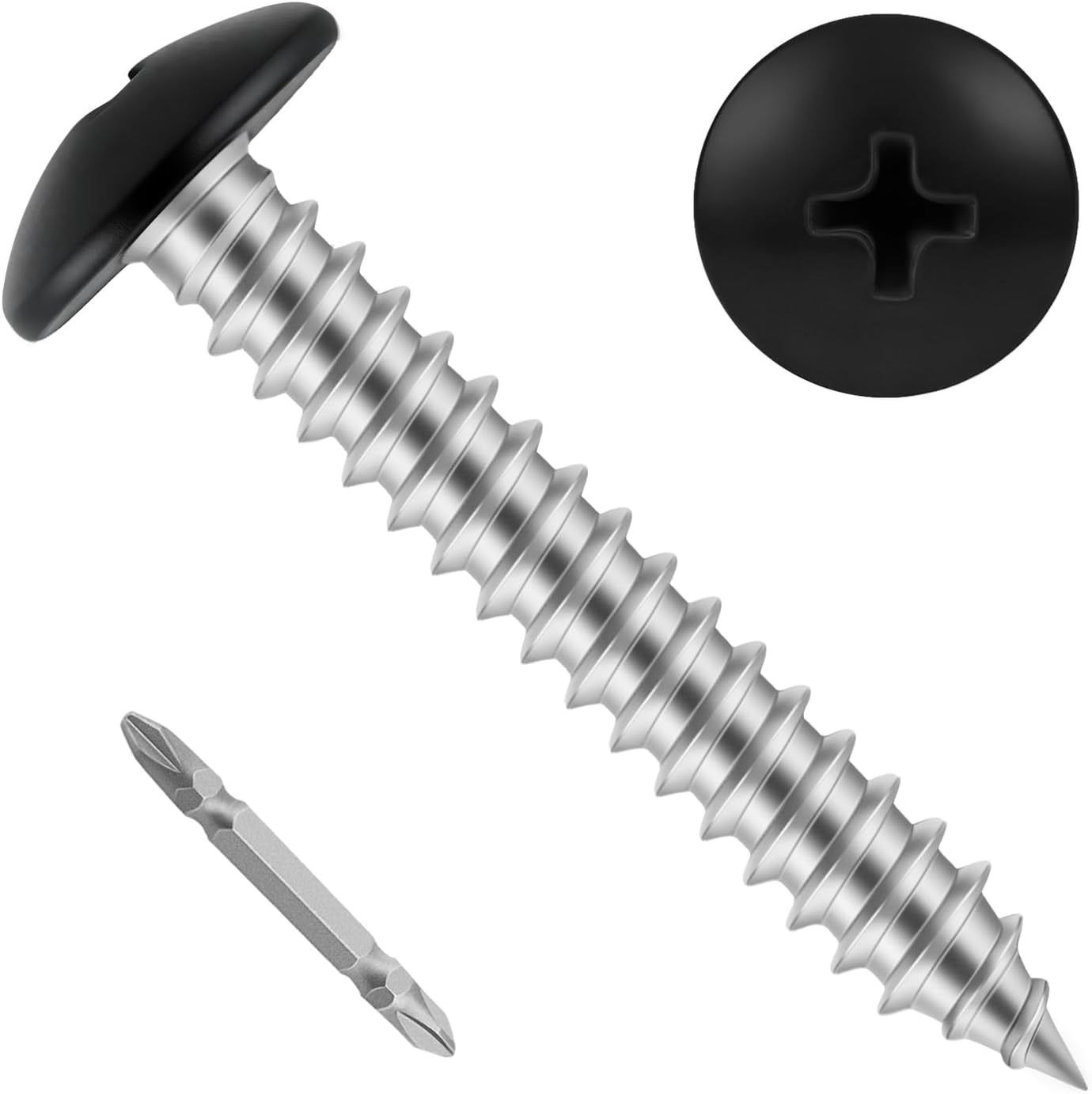 100 Tornillos Madera #8 x 1 Acero Aleado Cabeza Negra
