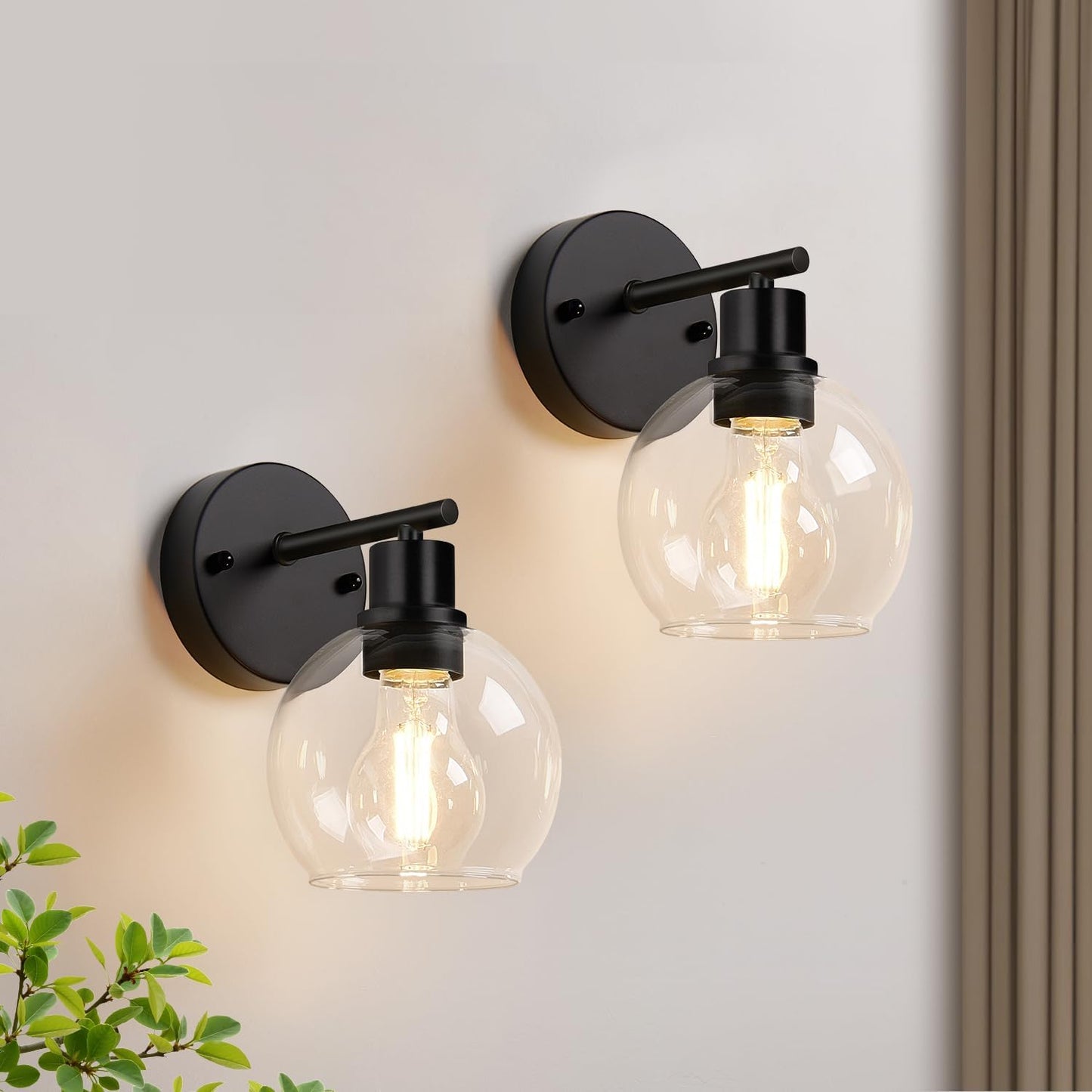 2 Pzas Apliques Pared Negro Mate Luces Reversibles E26