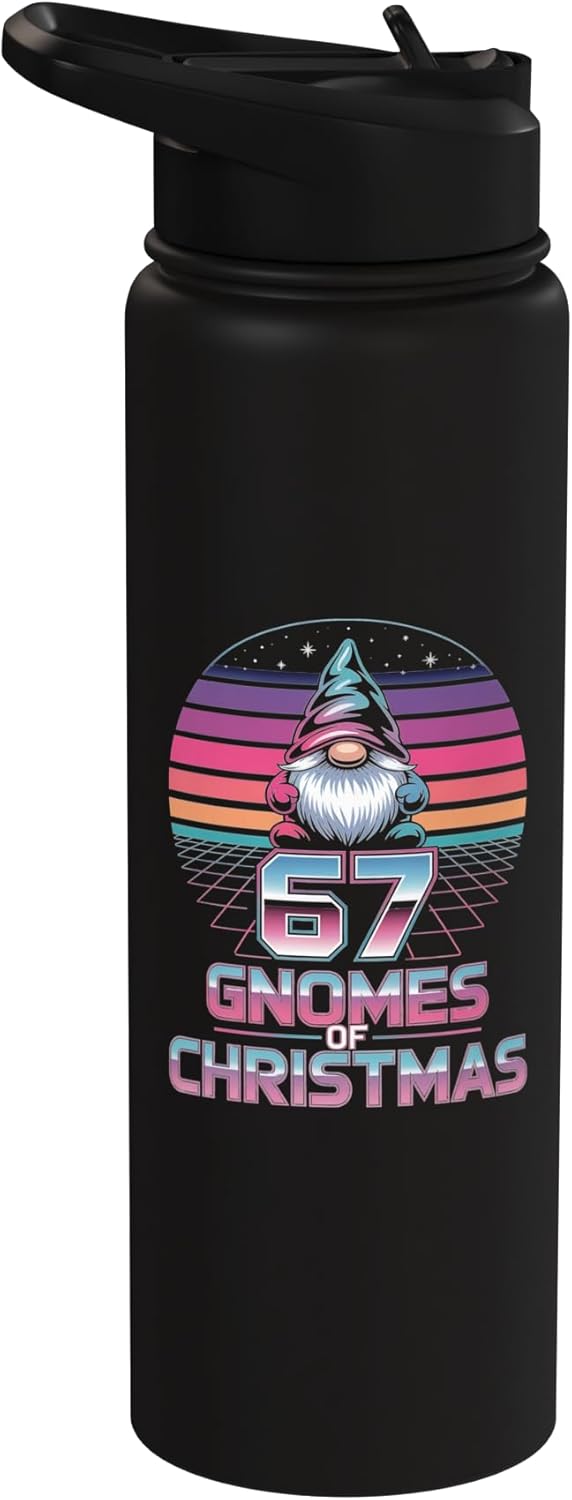 Bottella de agua acero inoxidable aislada diseño Gnome Sunset Retro