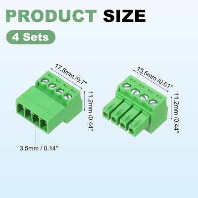 Set 5 Conectores Bloque 4 Pines 0.138pulg 28-16AWG Tipo Phoenix