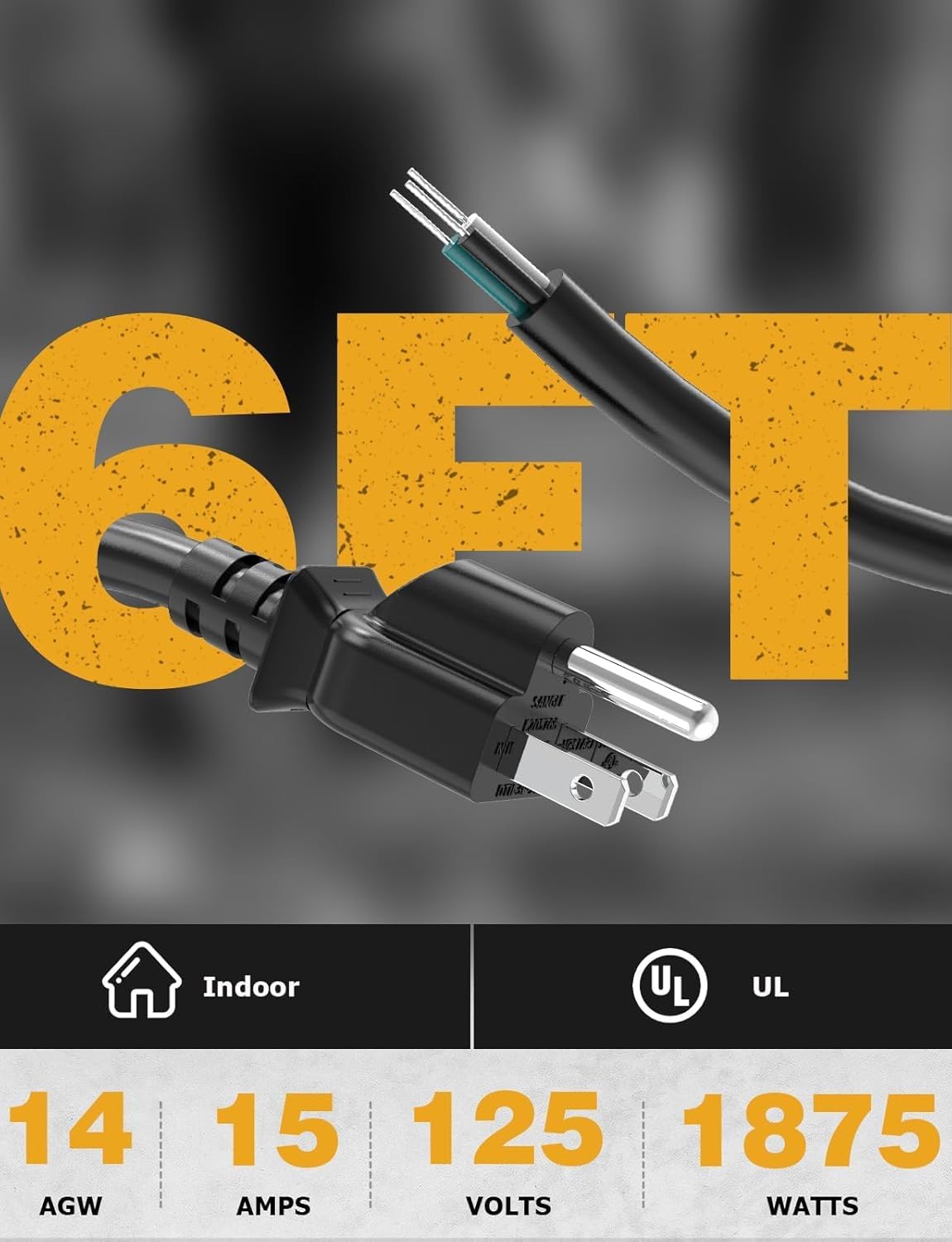 Cable repuesto 14/3 6 pies para electrodomésticos y herramientas