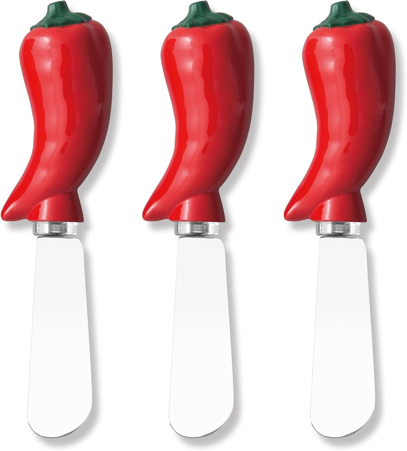 Set 3 Espátulas Acero Inox con Manijas Resina Pintada Rojo