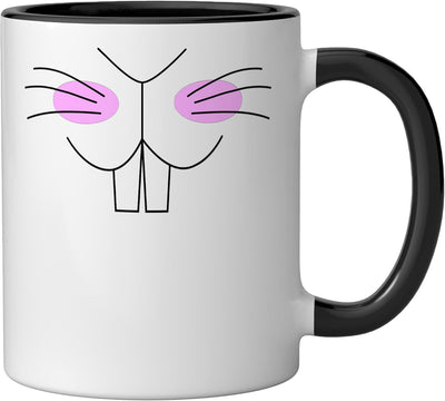 Taza de cerámica para cara de conejo negro/blanco