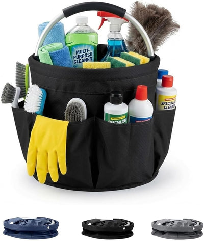 Carrito limpieza 17L bolsa 600D plegable 6 bolsillos negro
