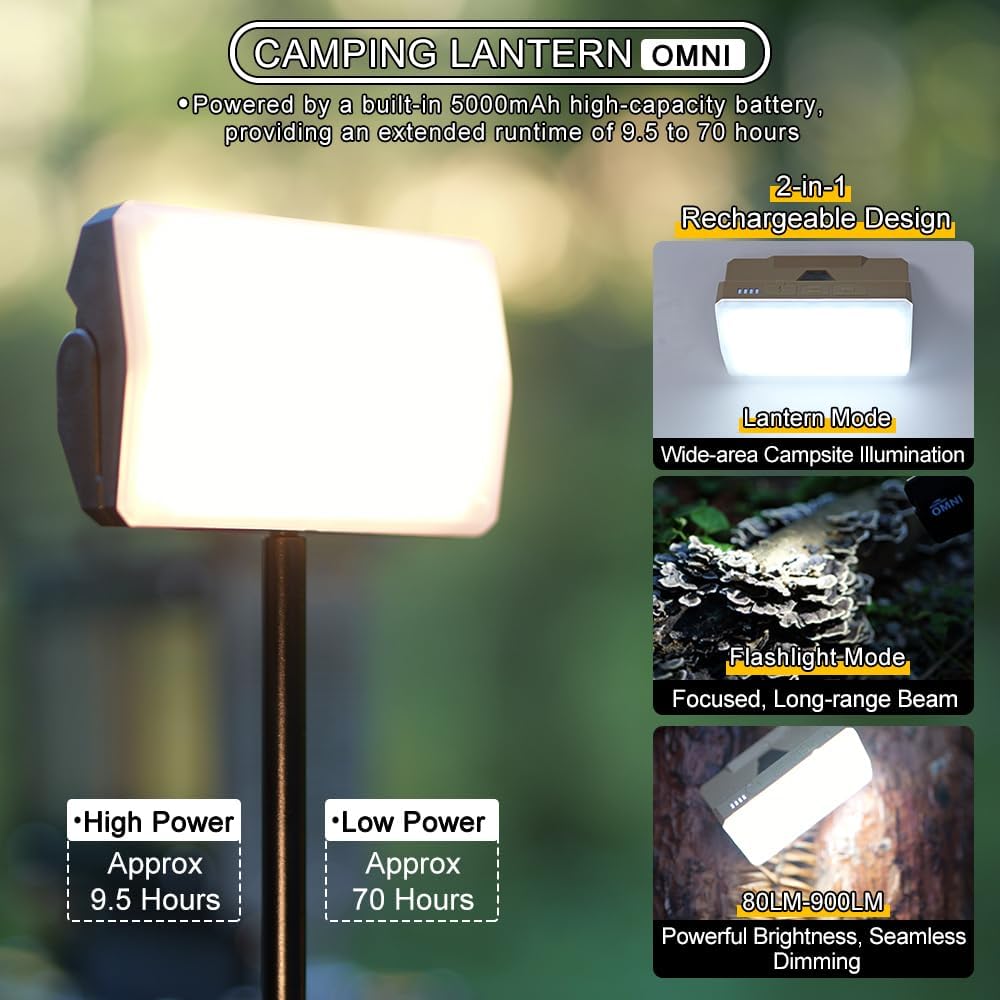 Linterna camping OMNI LED 80-900LM recargable USB-C ajustable