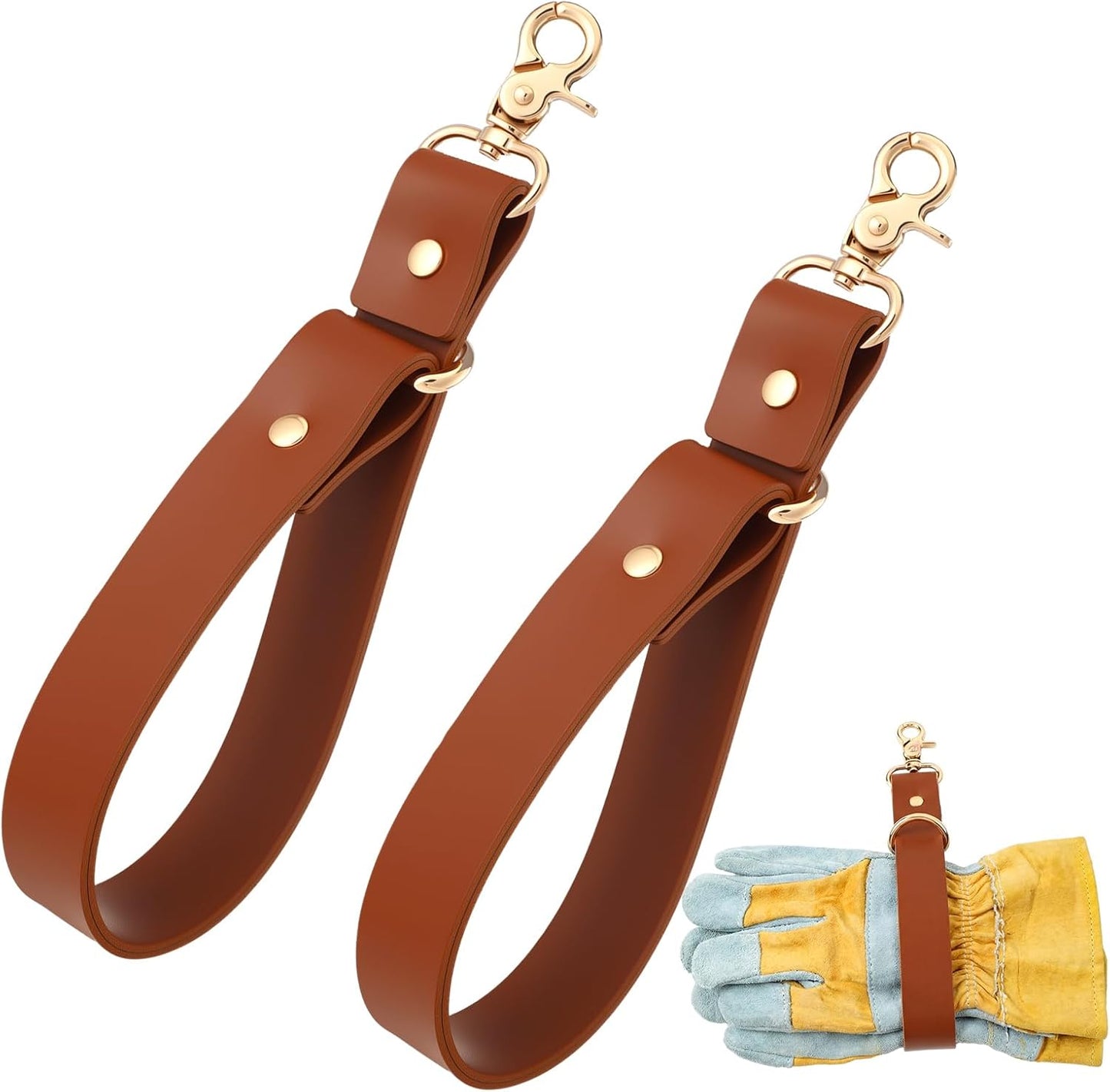 2 Correas Cuero Guantes Bombero con Ganchos Metal Ajustables