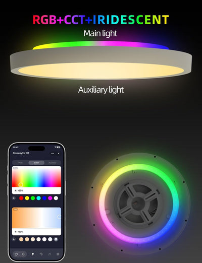 Lámpara techo LED RGBIC 12pulg 2400lm Alexa