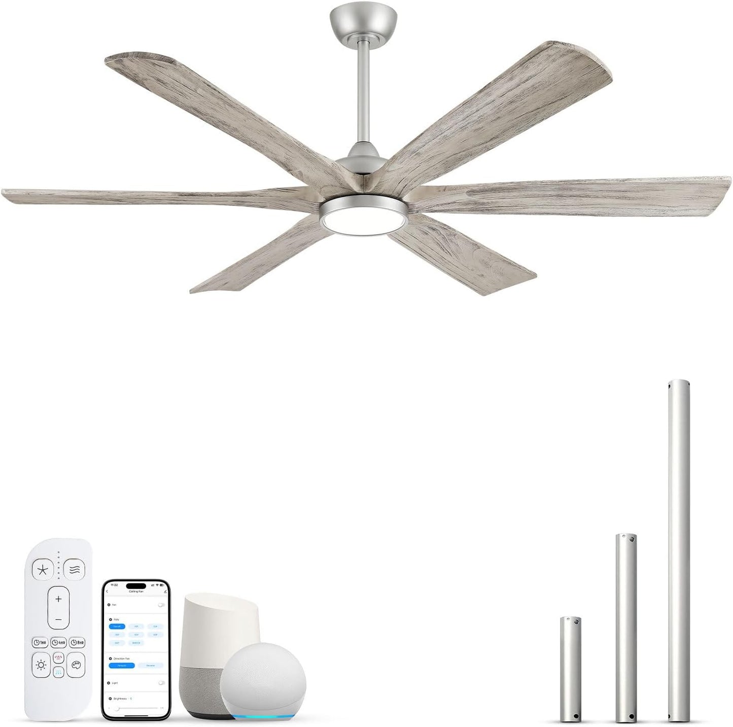 Ventilador techo exterior 60pulg luz moderno Alexa 6 cuchillas