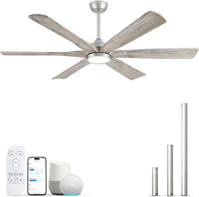 Ventilador techo exterior 60pulg luz moderno Alexa 6 cuchillas