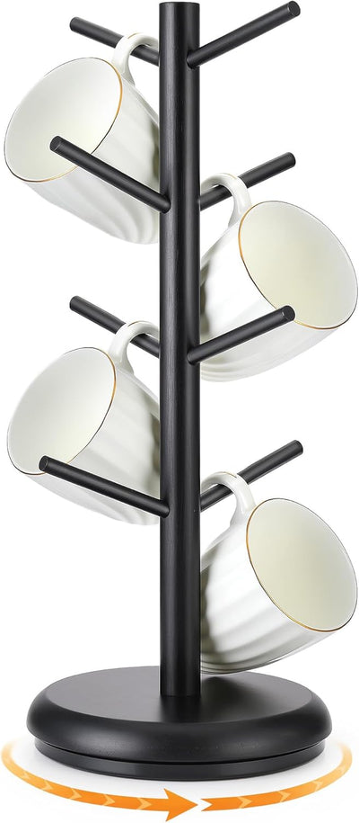 Árbol giratorio de 360° para mostrador con soporte de madera para taza de café