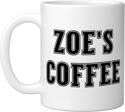 Taza de cerámica personalizada Zoe's Coffee color blanco