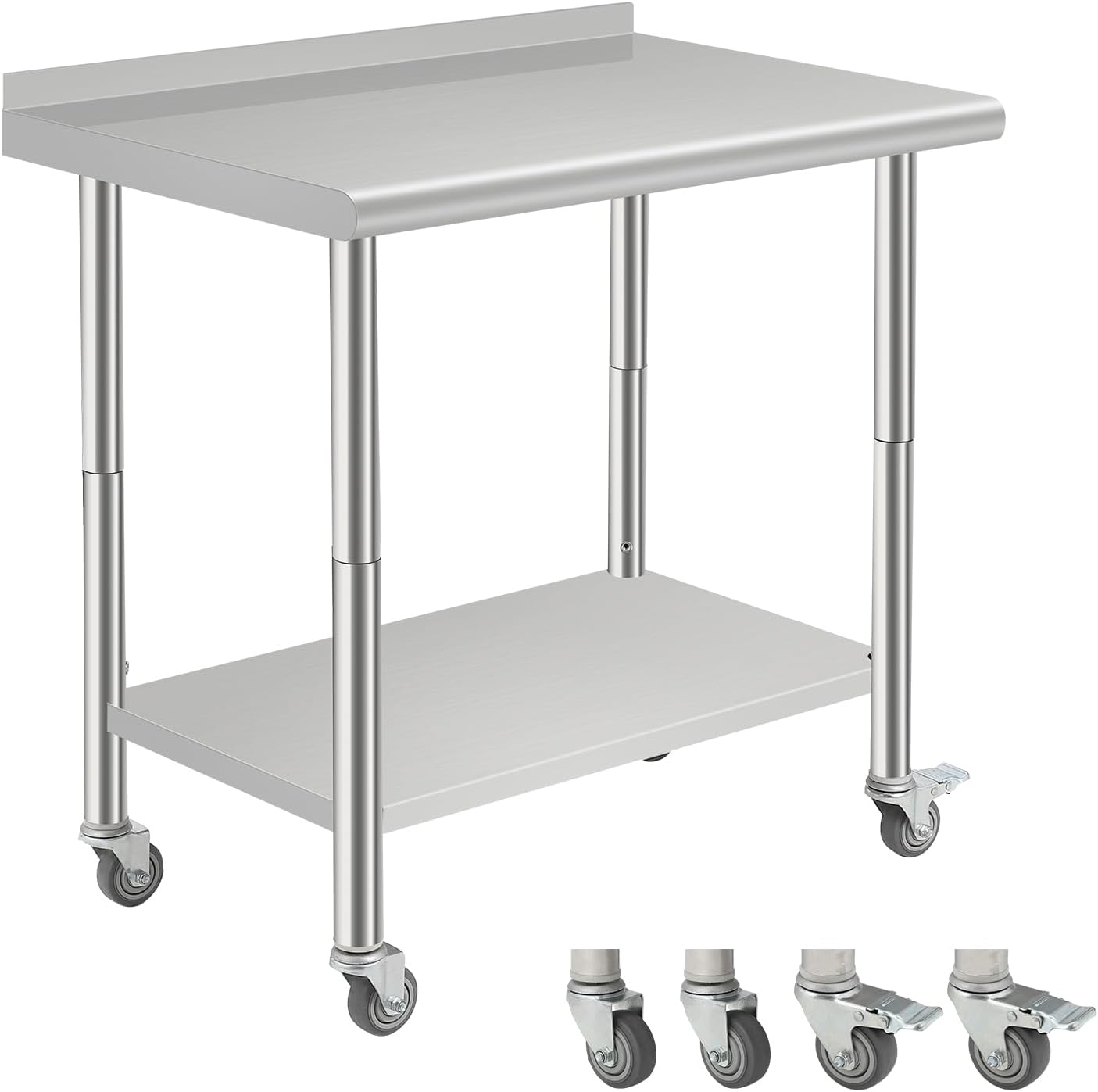 Mesa Preparación Acero Inox 30x24pulg 2 Estantes