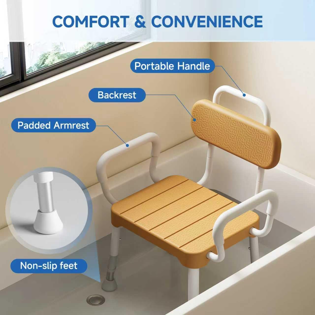 Silla ducha bañera ajustable 15.7-21.2pulg aluminio antiox